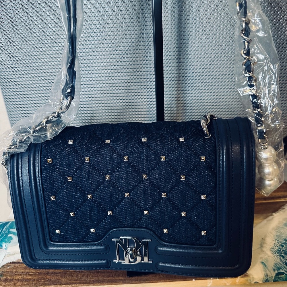 Jewel Badgley Mischka Blue Quilted Crossbody Bag